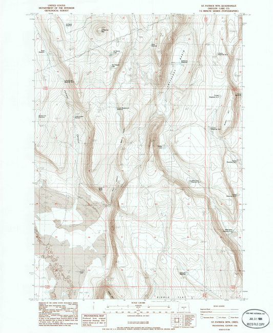 Classic USGS Saint Patrick Mountain Oregon 7.5'x7.5' Topo Map Image