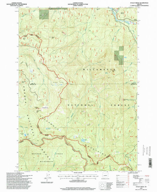 Classic USGS Staley Ridge Oregon 7.5'x7.5' Topo Map Image