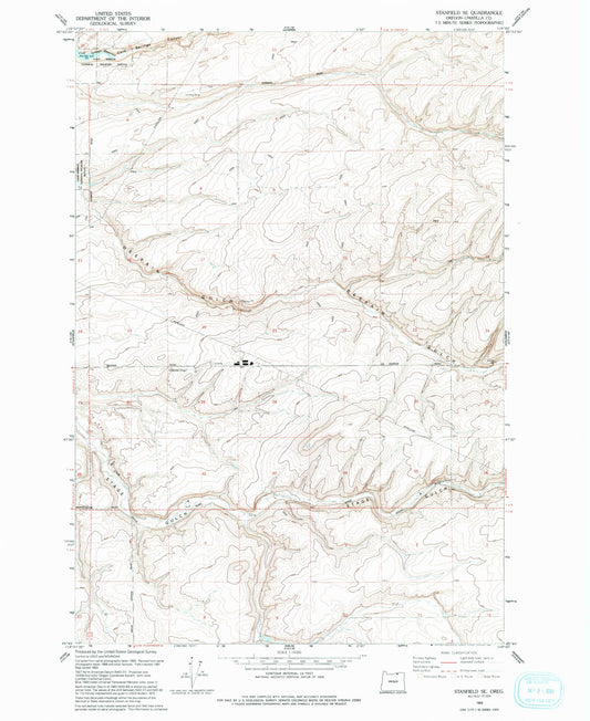 Classic USGS Stanfield SE Oregon 7.5'x7.5' Topo Map Image