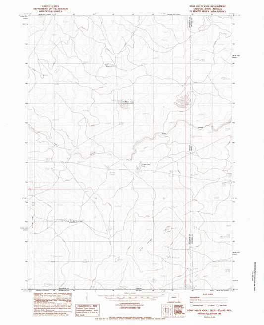 Classic USGS Star Valley Knoll Oregon 7.5'x7.5' Topo Map Image
