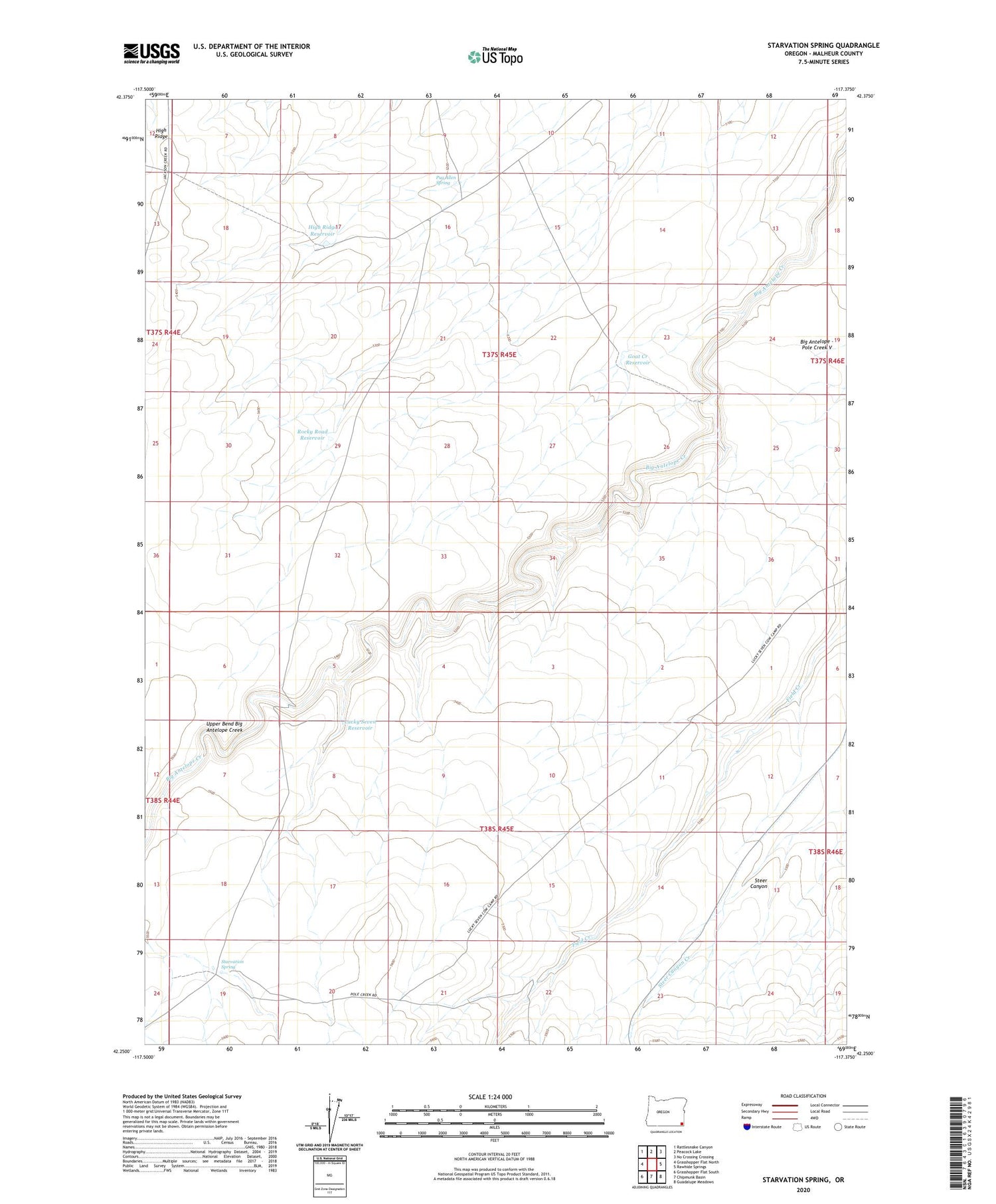 Starvation Spring Oregon US Topo Map Image