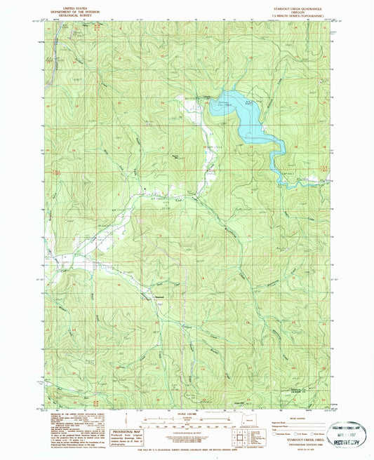 Classic USGS Starvout Creek Oregon 7.5'x7.5' Topo Map Image