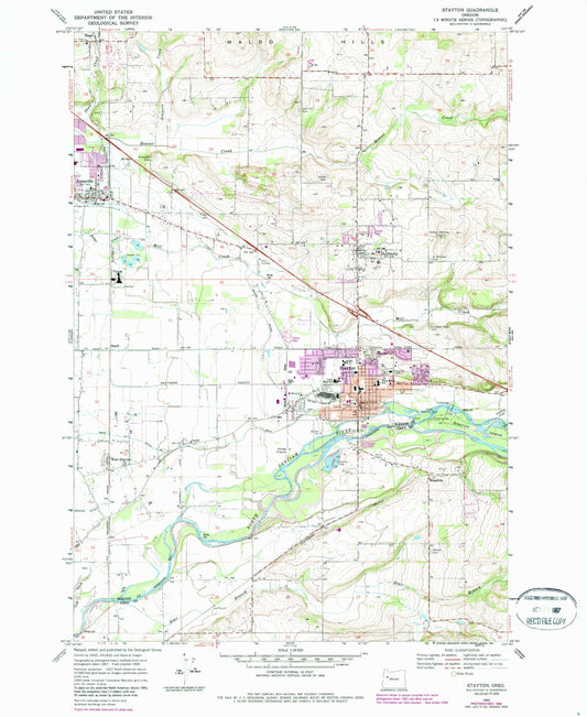 Classic USGS Stayton Oregon 7.5'x7.5' Topo Map Image