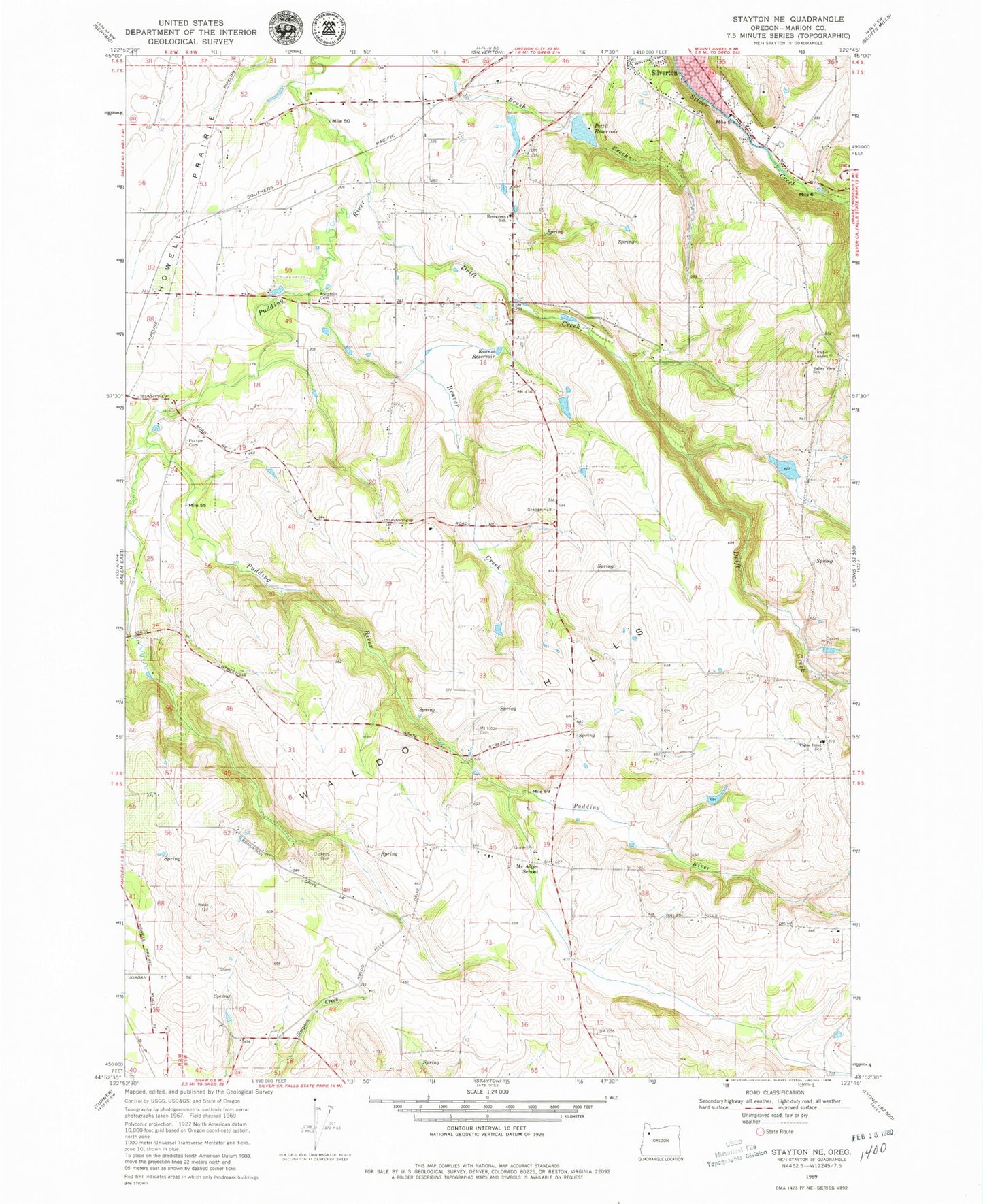 Classic USGS Stayton NE Oregon 7.5'x7.5' Topo Map Image