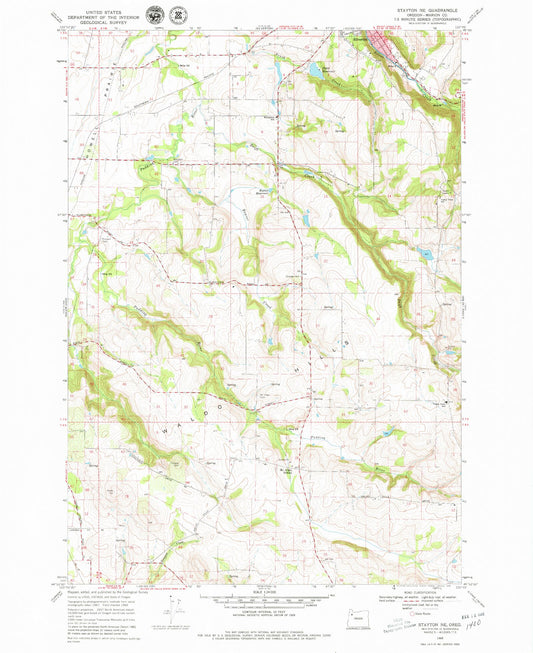 Classic USGS Stayton NE Oregon 7.5'x7.5' Topo Map Image