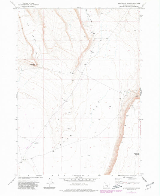 Classic USGS Steamboat Point Oregon 7.5'x7.5' Topo Map Image
