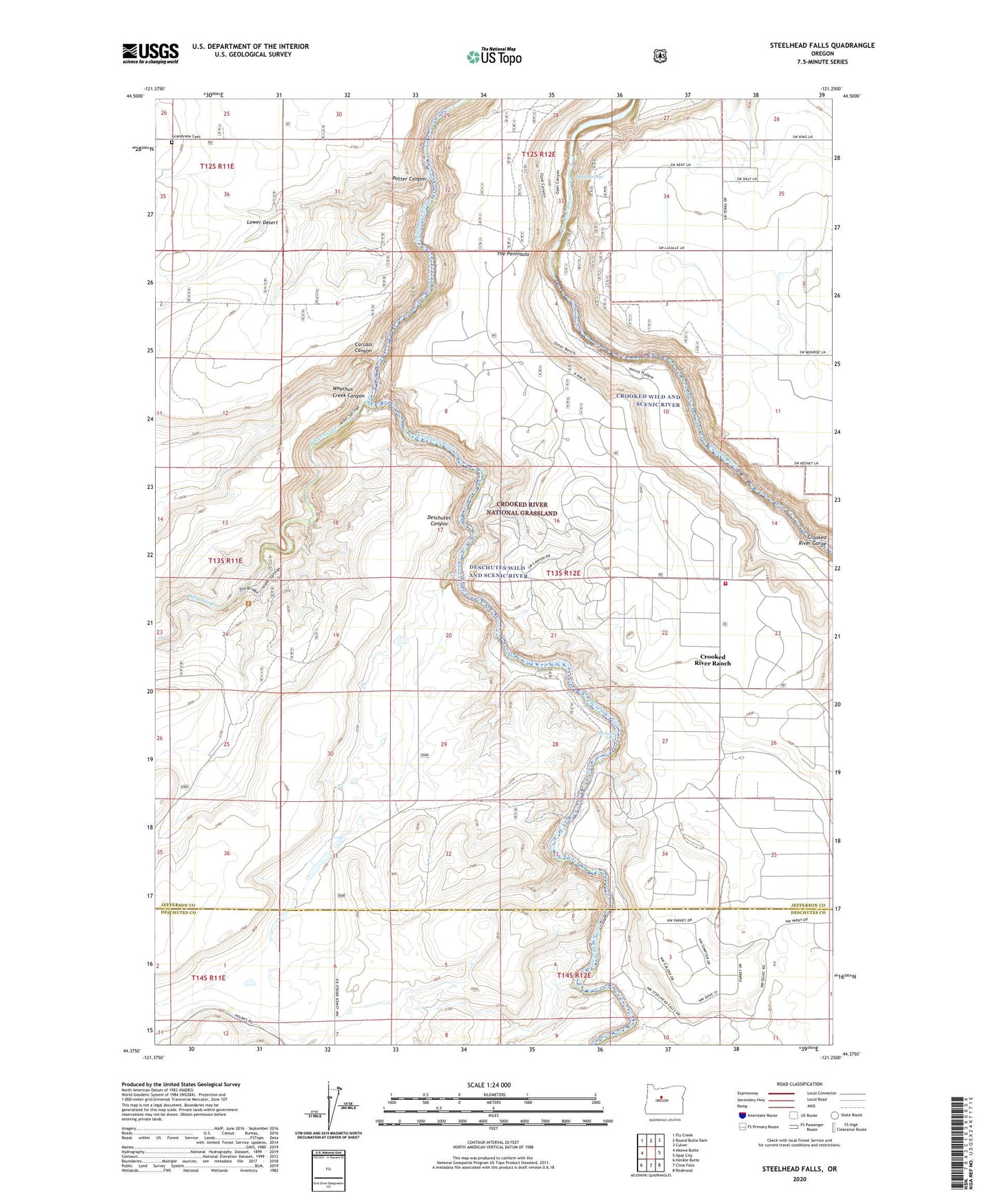 Steelhead Falls Oregon US Topo Map Image