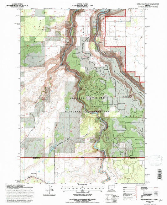 Classic USGS Steelhead Falls Oregon 7.5'x7.5' Topo Map Image