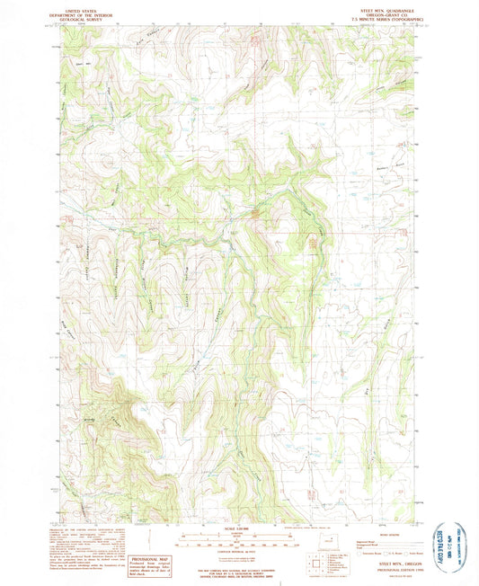 Classic USGS Steet Mountain Oregon 7.5'x7.5' Topo Map Image