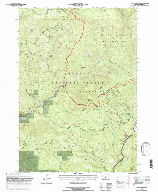 Classic USGS Steins Pillar Oregon 7.5'x7.5' Topo Map Image