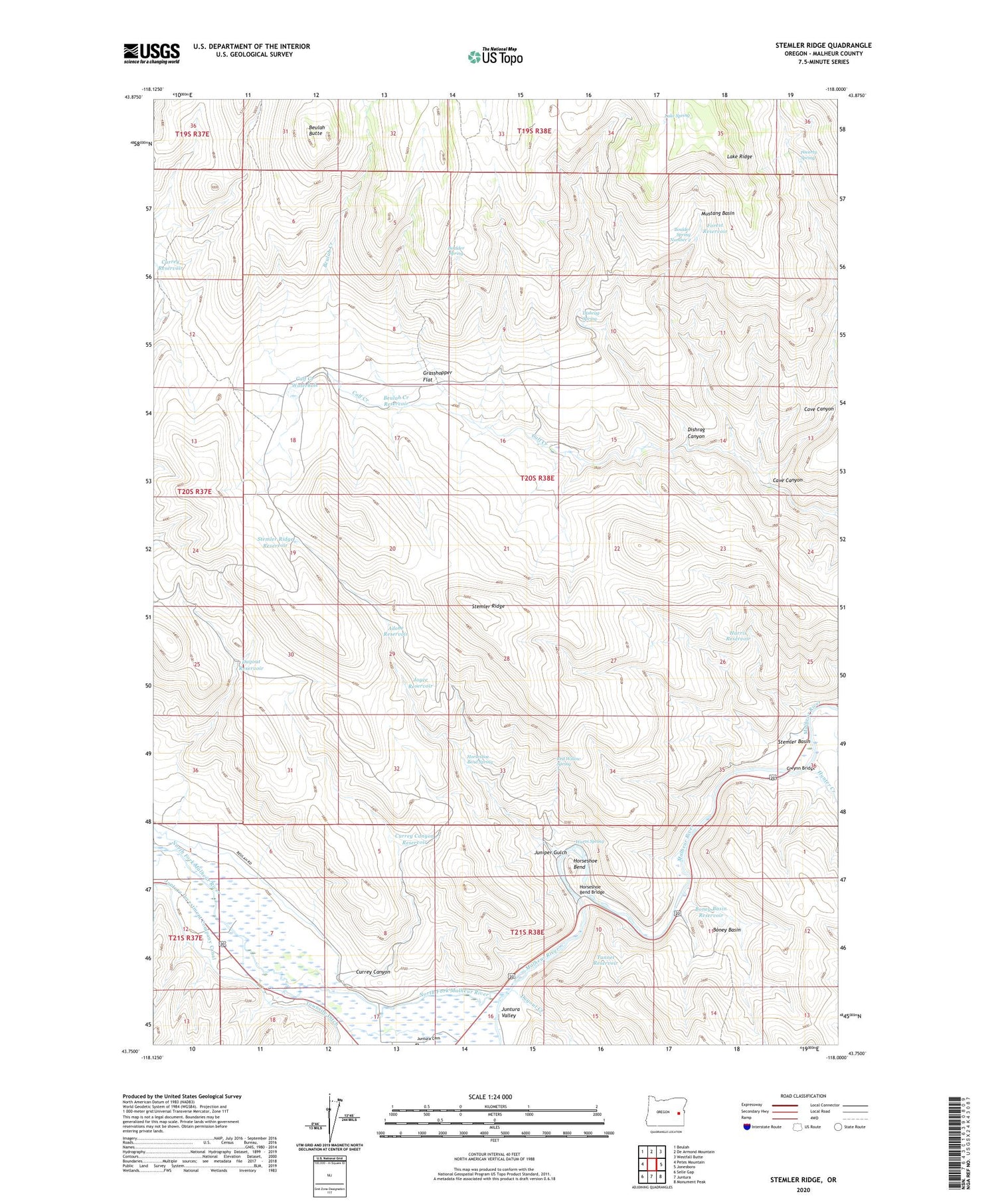 Stemler Ridge Oregon US Topo Map Image
