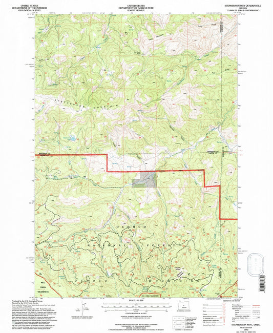 Classic USGS Stephenson Mountain Oregon 7.5'x7.5' Topo Map Image
