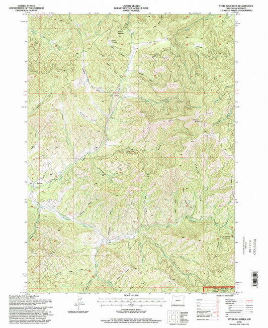 Classic USGS Sterling Creek Oregon 7.5'x7.5' Topo Map Image