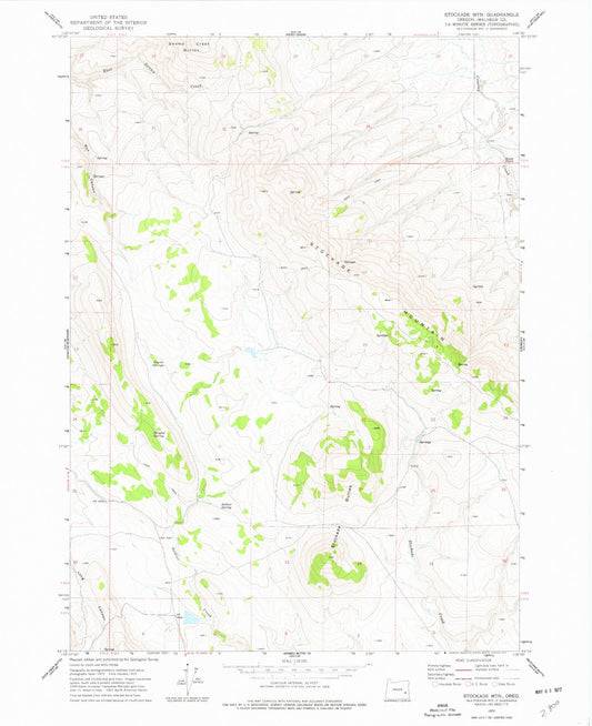 Classic USGS Stockade Mountain Oregon 7.5'x7.5' Topo Map Image
