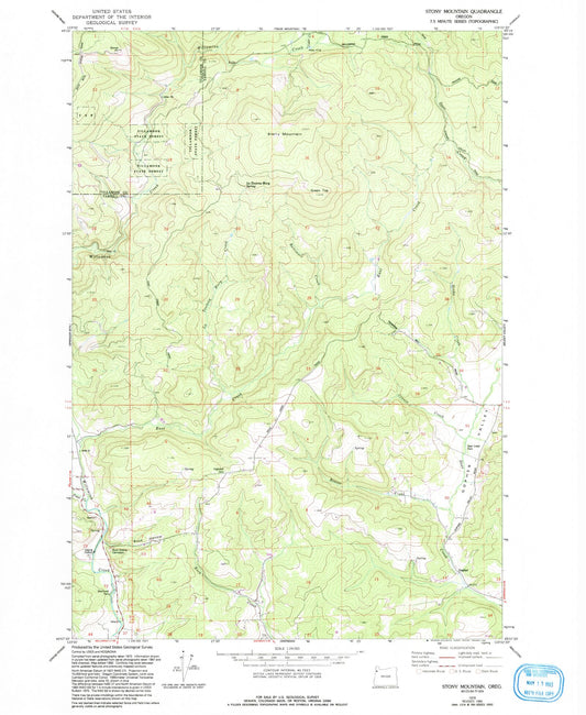 Classic USGS Stony Mountain Oregon 7.5'x7.5' Topo Map Image