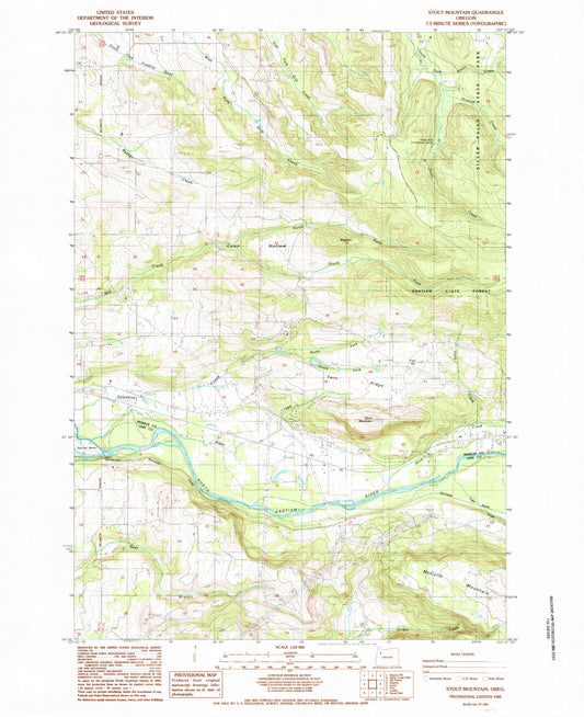Classic USGS Stout Mountain Oregon 7.5'x7.5' Topo Map Image