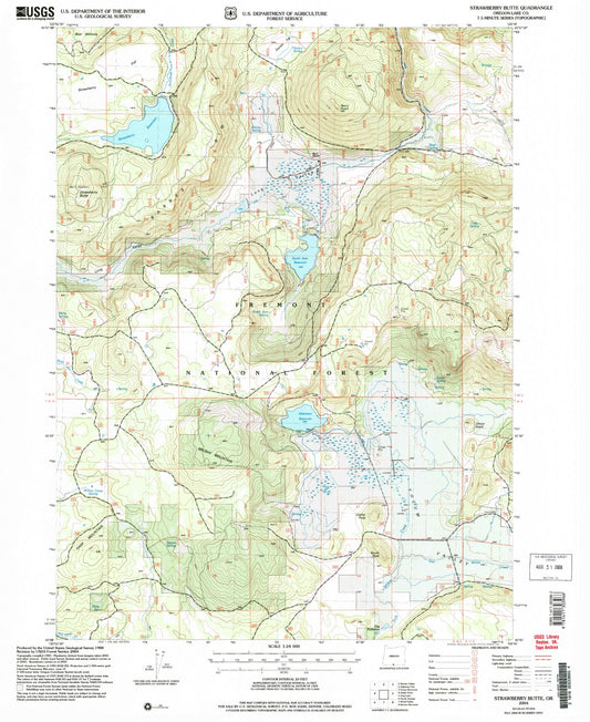 Classic USGS Strawberry Butte Oregon 7.5'x7.5' Topo Map Image