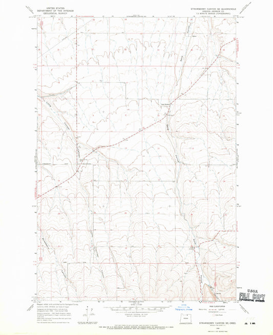 Classic USGS Strawberry Canyon SE Oregon 7.5'x7.5' Topo Map Image