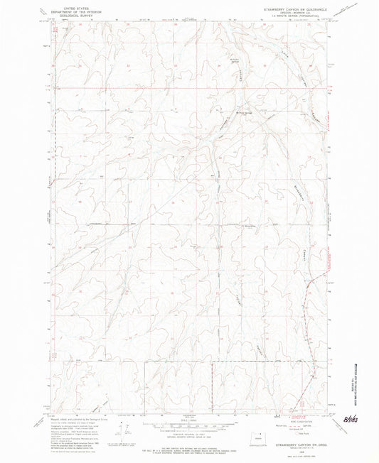 Classic USGS Strawberry Canyon SW Oregon 7.5'x7.5' Topo Map Image
