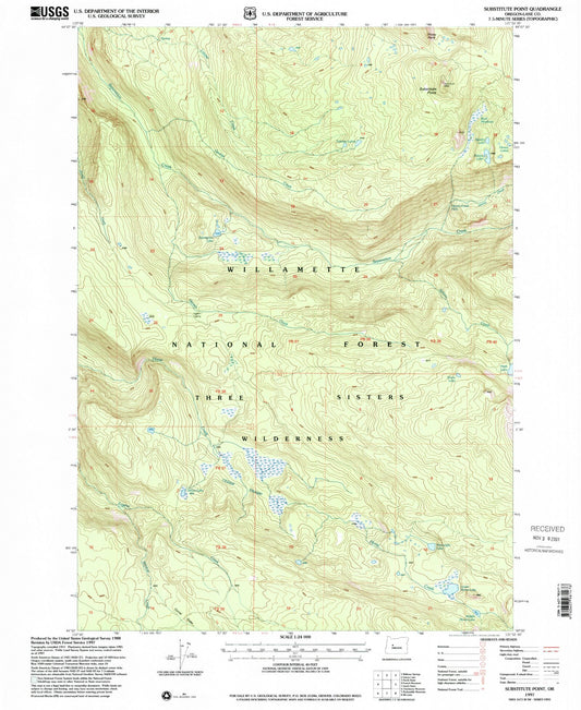 Classic USGS Substitute Point Oregon 7.5'x7.5' Topo Map Image