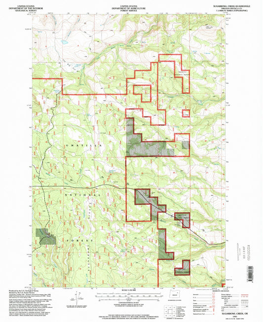 Classic USGS Sugarbowl Creek Oregon 7.5'x7.5' Topo Map Image