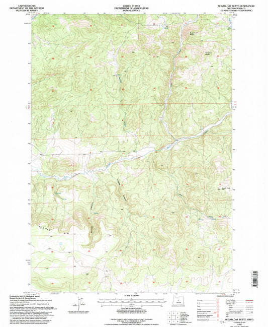 Classic USGS Sugarloaf Butte Oregon 7.5'x7.5' Topo Map Image