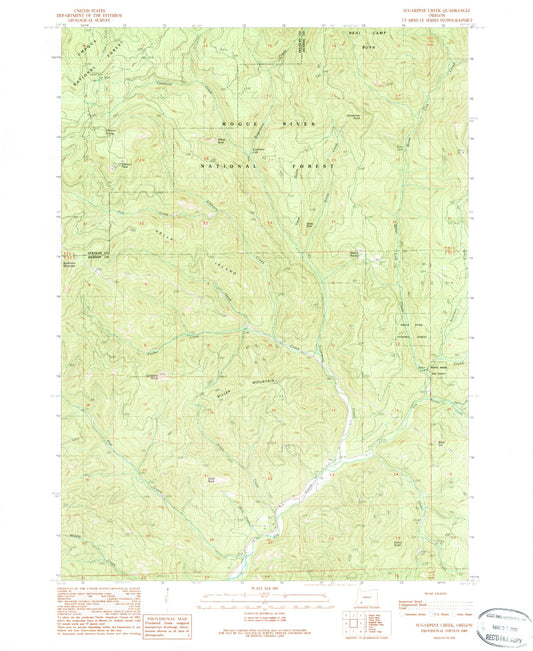 Classic USGS Sugarpine Creek Oregon 7.5'x7.5' Topo Map Image