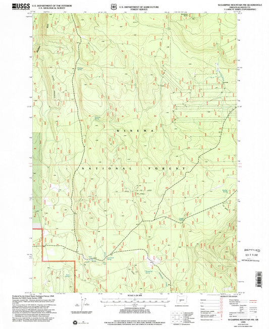 Classic USGS Sugarpine Mountain NW Oregon 7.5'x7.5' Topo Map Image