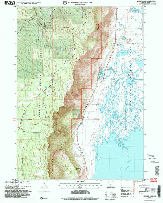 Classic USGS Summer Lake Oregon 7.5'x7.5' Topo Map Image