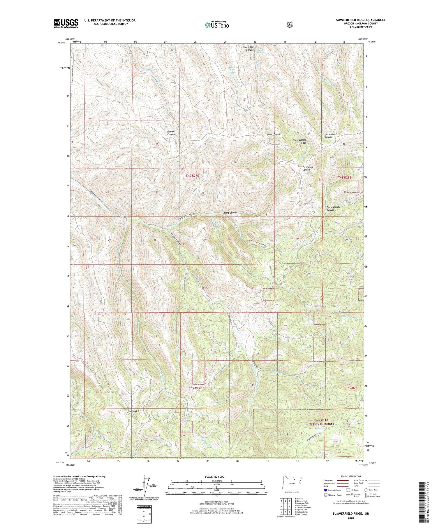 Summerfield Ridge Oregon US Topo Map Image