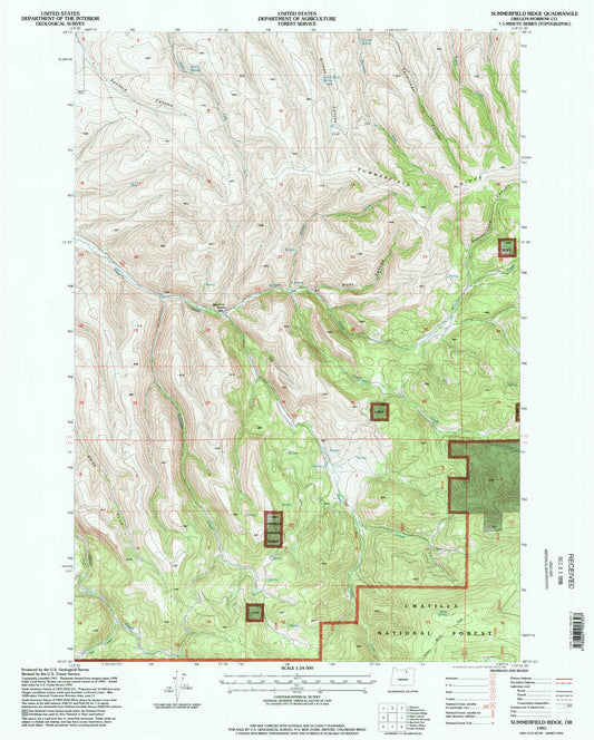 Classic USGS Summerfield Ridge Oregon 7.5'x7.5' Topo Map Image