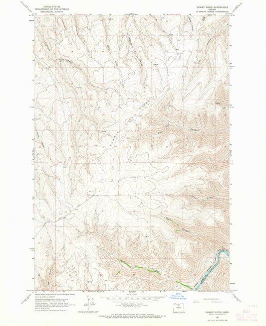 Classic USGS Summit Ridge Oregon 7.5'x7.5' Topo Map Image