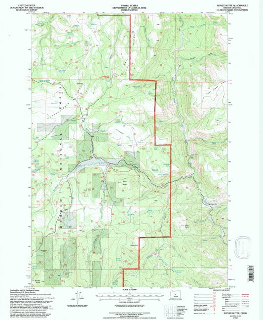 Classic USGS Suplee Butte Oregon 7.5'x7.5' Topo Map Image