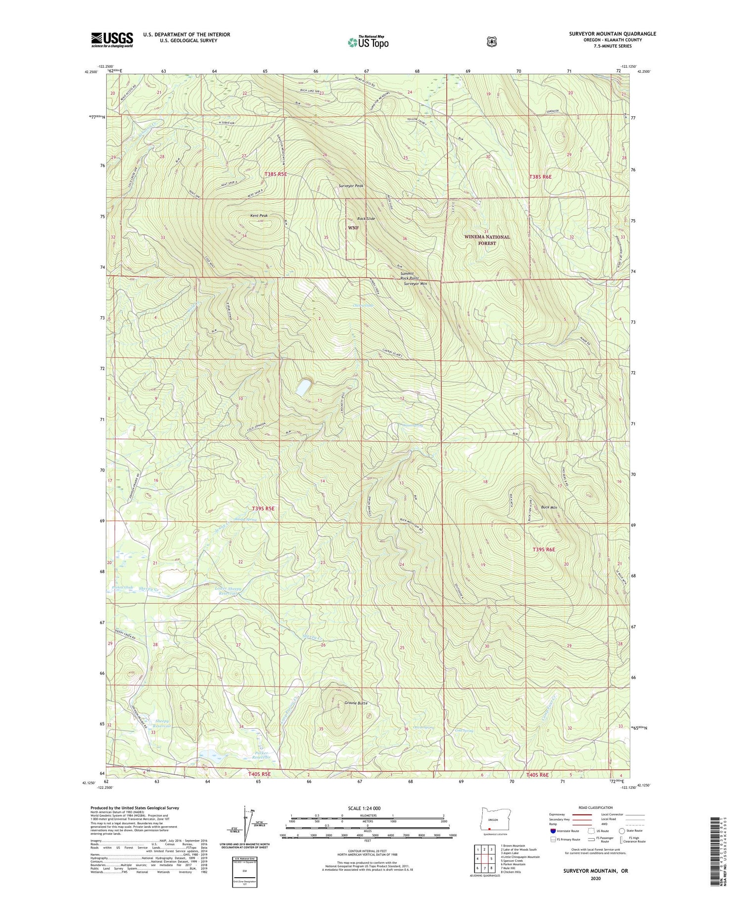 Surveyor Mountain Oregon US Topo Map Image