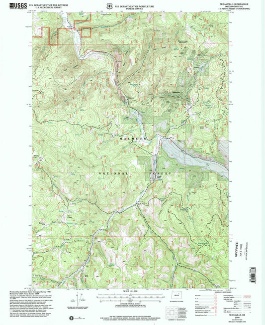 Classic USGS Susanville Oregon 7.5'x7.5' Topo Map Image