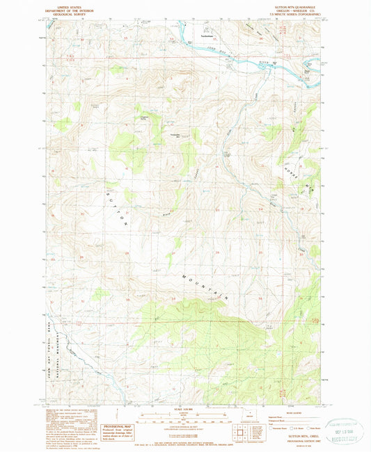 Classic USGS Sutton Mountain Oregon 7.5'x7.5' Topo Map Image