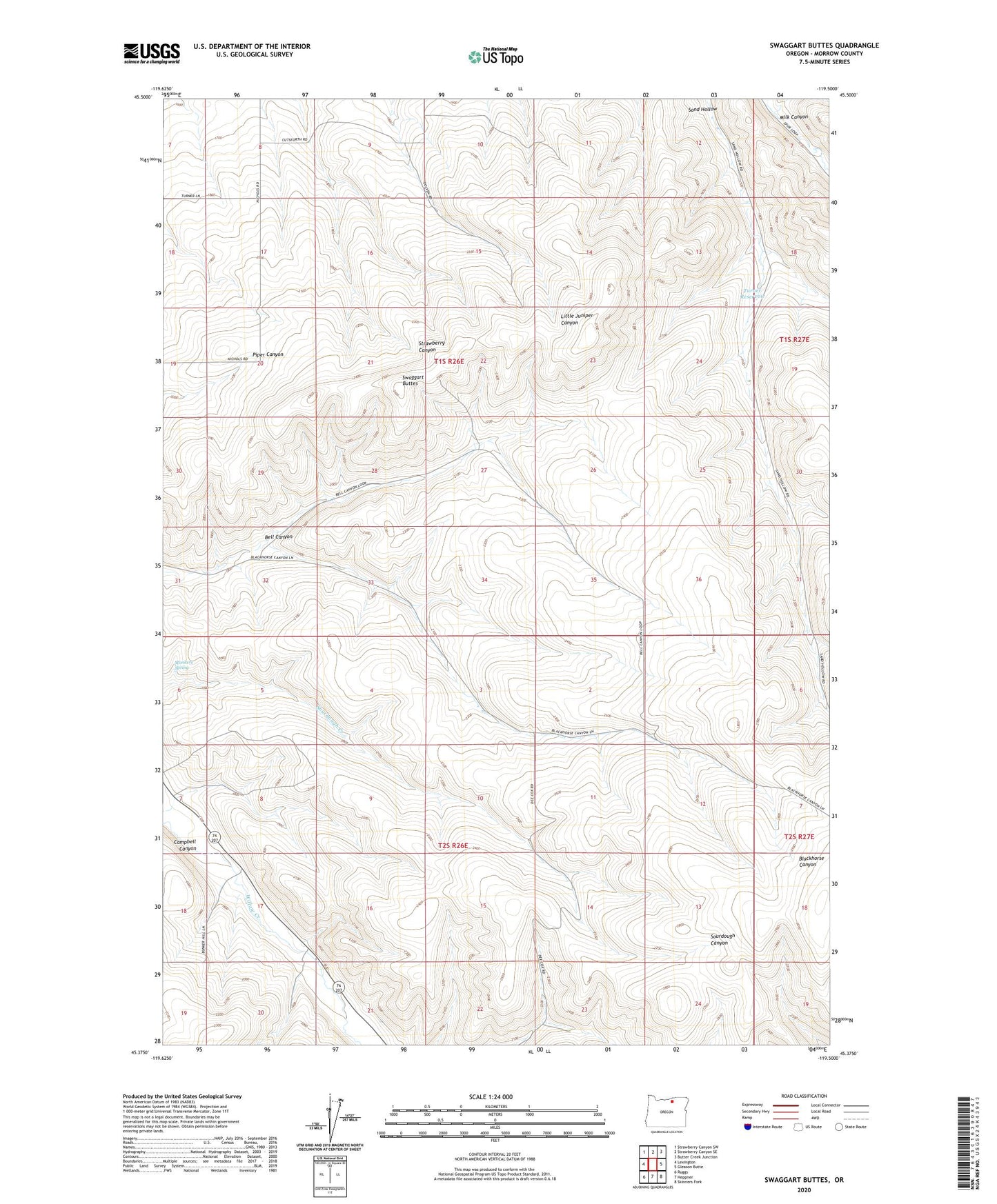 Swaggart Buttes Oregon US Topo Map Image