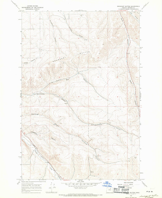 Classic USGS Swaggart Buttes Oregon 7.5'x7.5' Topo Map Image