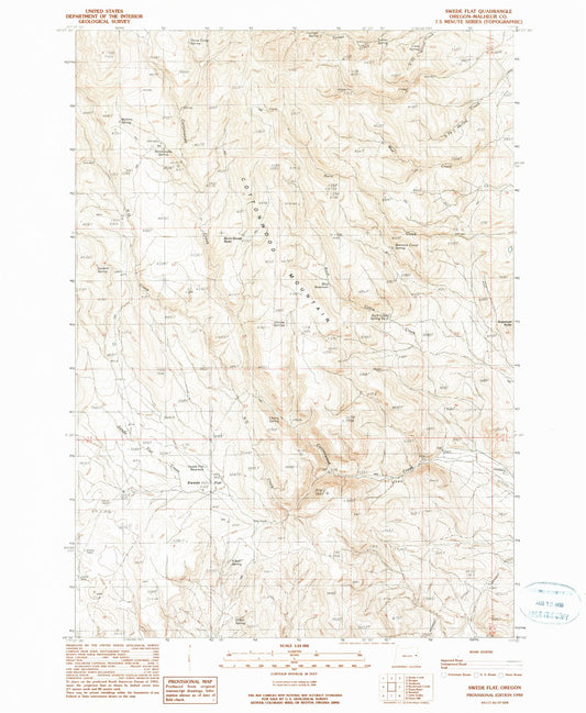 Classic USGS Swede Flat Oregon 7.5'x7.5' Topo Map Image