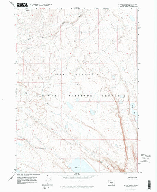 Classic USGS Swede Knoll Oregon 7.5'x7.5' Topo Map Image