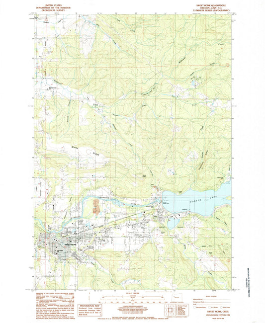 Classic USGS Sweet Home Oregon 7.5'x7.5' Topo Map Image