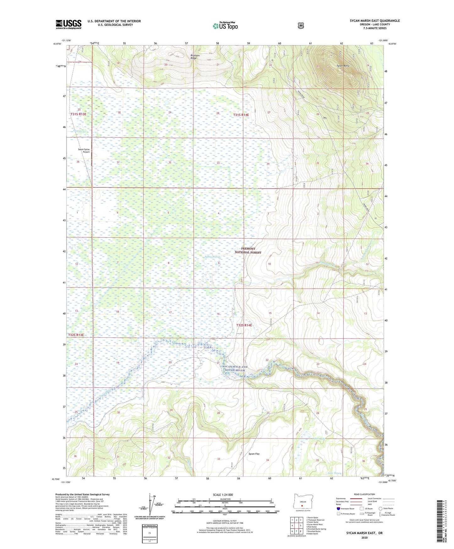 Sycan Marsh East Oregon US Topo Map Image