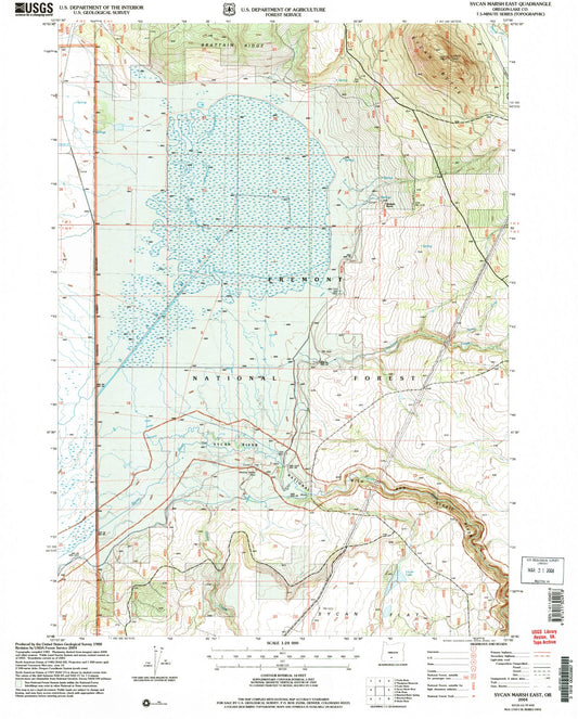 Classic USGS Sycan Marsh East Oregon 7.5'x7.5' Topo Map Image