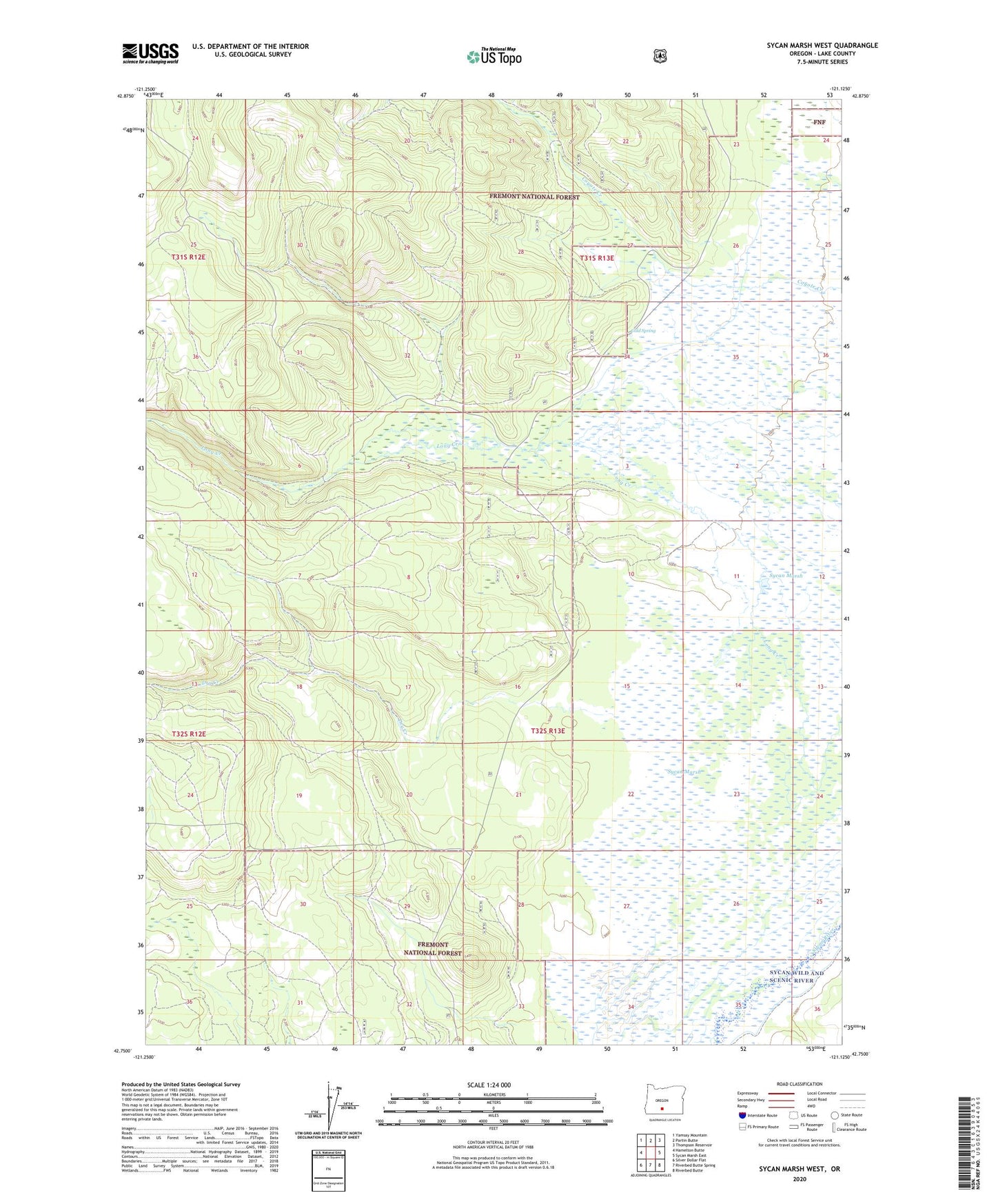 Sycan Marsh West Oregon US Topo Map Image