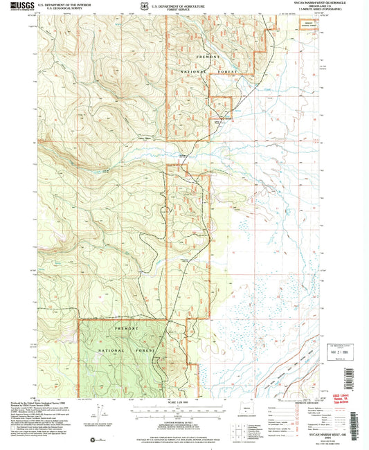 Classic USGS Sycan Marsh West Oregon 7.5'x7.5' Topo Map Image
