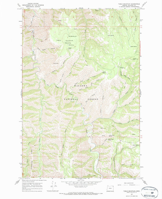Classic USGS Table Mountain Oregon 7.5'x7.5' Topo Map Image
