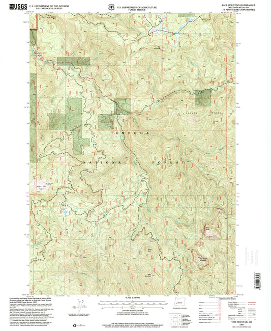 Classic USGS Taft Mountain Oregon 7.5'x7.5' Topo Map Image