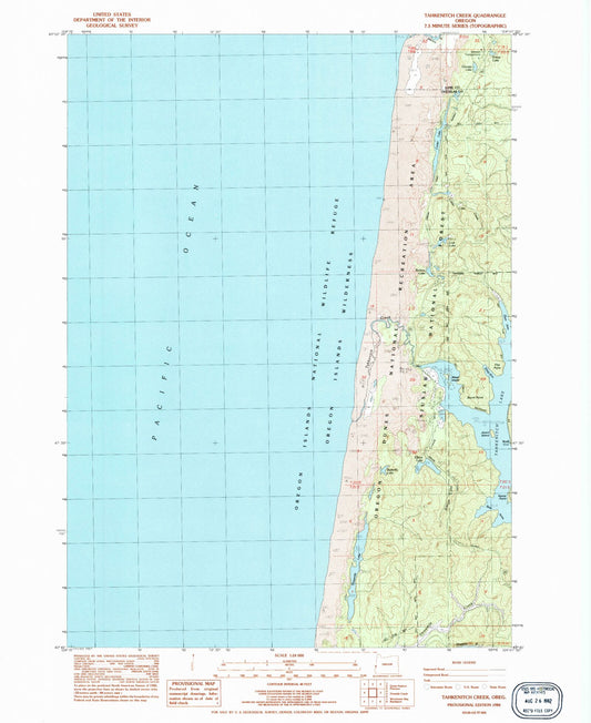 Classic USGS Tahkenitch Creek Oregon 7.5'x7.5' Topo Map Image