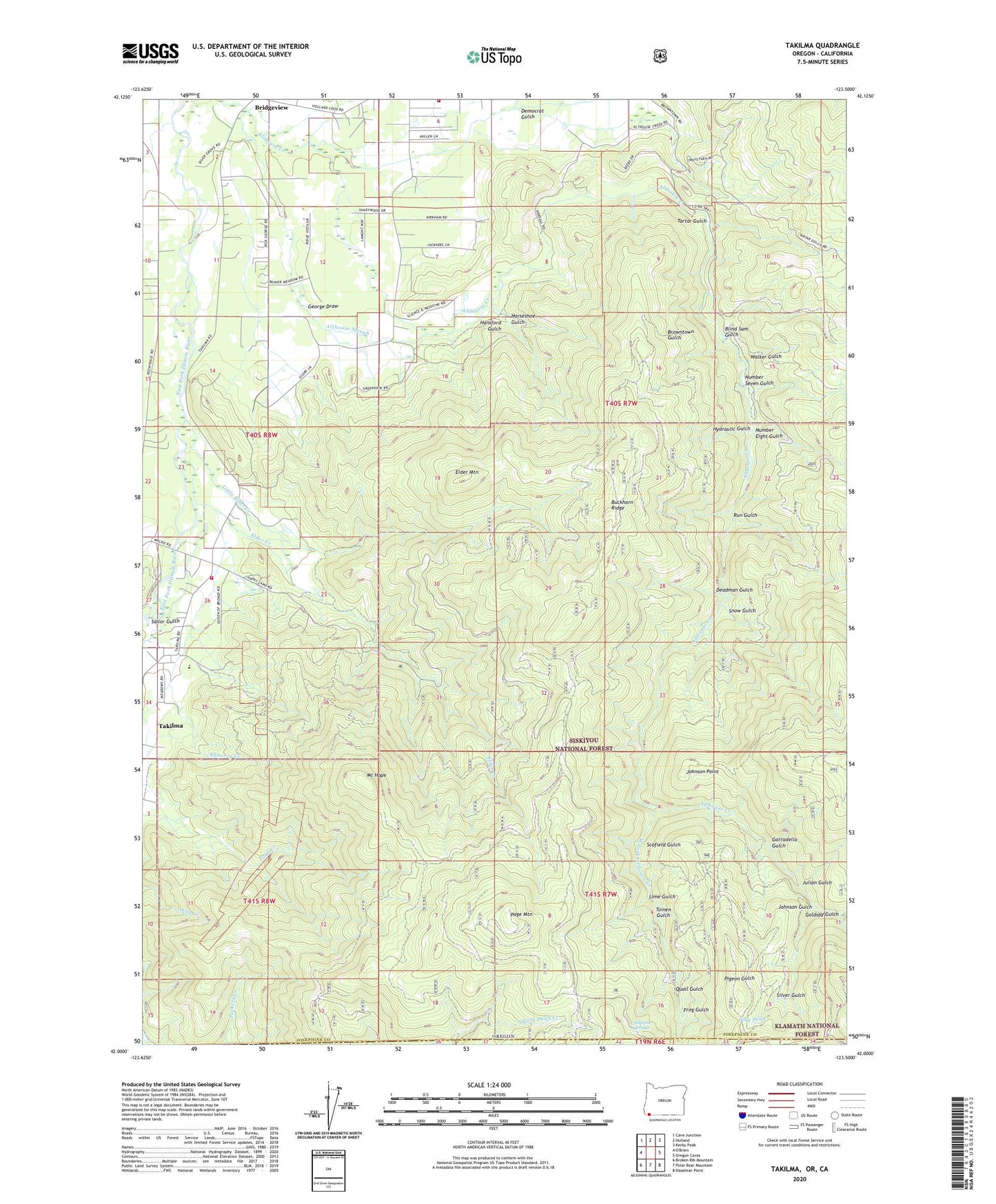 Takilma Oregon US Topo Map Image
