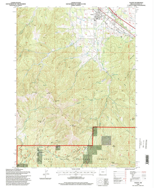Classic USGS Talent Oregon 7.5'x7.5' Topo Map Image